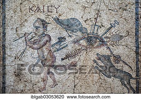 Stock Image - "Mosaic of the Evil Eye, 2nd cent. A. C., Hatay Archaeology Museum, Antakya, Hatay Province, Turkey, Asia". Fotosearch