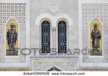 "Mosaics on the facade, Serbian Orthodox church Saint Spyridon Church, Piazza Sant Antonio, Trieste, Friuli-Venezia Giulia, Italy, Europe" View Large Photo Image Stock Photograph - "Mosaics on the facade, Serbian Orthodox church Saint Spyridon Church, Piazza Sant Antonio, Trieste, Friuli-Venezia Giulia, Italy, Europe". Fotosearch