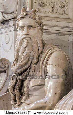 Picture - "Moses, marble statue by Michelangelo, tomb of Pope Julius II, San Pietro in Vincoli, Rome, Lazio, Italy, Europe". Fotosearch