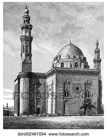 "Mosque of Sultan Hassan in Cairo, from 1356, illustration, Meyers Konversations-Lexikon encyclopedia, 1897" View Large Photo Image Picture - "Mosque of Sultan Hassan in Cairo, from 1356, illustration, Meyers Konversations-Lexikon encyclopedia, 1897". Fotosearch