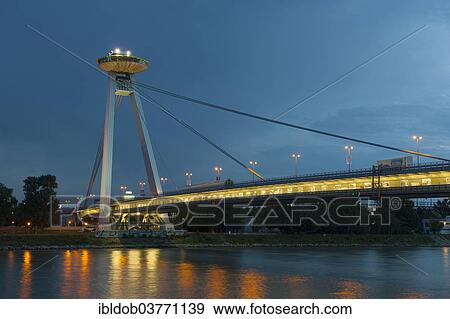 Stock Photo - "Most SNP bridge, over the Danube, Bratislava, Slovakia, Europe". Fotosearch