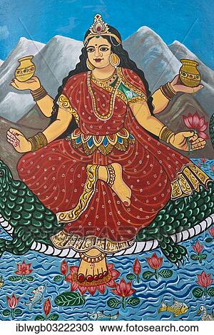 "Mother Goddess Ganga painted on the wall of a house on the banks of the Ganges River, Varanasi, Uttar Pradesh, India, Asia" View Large Photo Image Stock Image - "Mother Goddess Ganga painted on the wall of a house on the banks of the Ganges River, Varanasi, Uttar Pradesh, India, Asia". Fotosearch