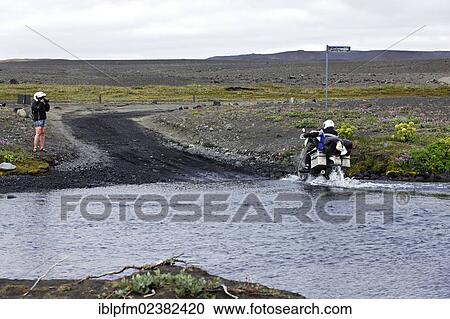 "Motor bike attempting water crossing on the F88 highlands road, Iceland, Europe" View Large Photo Image Stock Image - "Motor bike attempting water crossing on the F88 highlands road, Iceland, Europe". Fotosearch