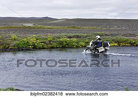 "Motor bike attempting water crossing on the F88 highlands road, Iceland, Europe" View Large Photo Image Stock Photo - "Motor bike attempting water crossing on the F88 highlands road, Iceland, Europe". Fotosearch