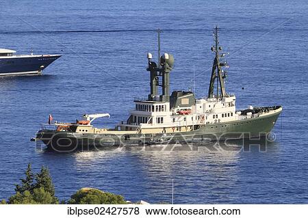 "Motor yacht Lone Ranger, shipyard Schichau Unterweser AG, length 77. 40 m, built in 1973, remodelling of a tug boat in 1995, anchored off the Principality of Monaco, Cote d'Azur, Mediterranean, Europe" View Large Photo Image Stock Photo - "Motor yacht Lone Ranger, shipyard Schichau Unterweser AG, length 77. 40 m, built in 1973, remodelling of a tug boat in 1995, anchored off the Principality of Monaco, Cote d'Azur, Mediterranean, Europe". Fotosearch