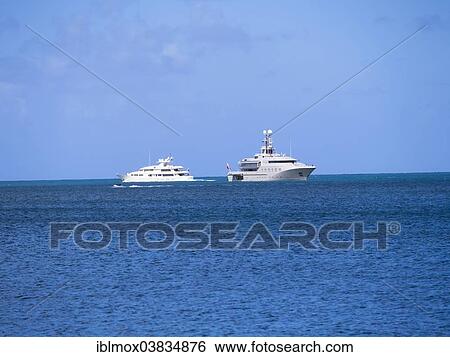Stock Photograph - "Motor yachts in Rodney Bay, Saint Lucia, Windward Islands, Lesser Antilles, North America". Fotosearch