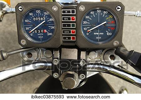 Stock Image - "Motorcycle, Benelli 750 Sei, instruments". Fotosearch