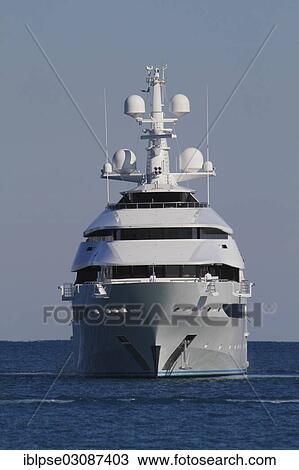 Stock Image - "Motoryacht """"St. Princess Olga"""", Oceanco shipyard, length 85. 5 metres, built in 2013, arriving in Antibes on its maiden voyage, Antibes, Departement Alpes-Maritimes, Region Provence-Alpes-Cote d? ÇÖAzur, France, Europe". Fotosearch