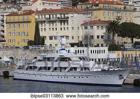 Stock Image - "Motoryacht """"Strangelove"""", Feadship shipyard, length 47. 5 metres, built in 1982, in the port of Nice, Nizza, Departement Alpes Maritimes, Departement Alpes-Maritimes, Region Provence-Alpes-Cote d? ÇÖAzur, France, Europe". Fotosearch