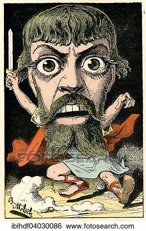 Stock Photograph - "Mounet-Sully or Jean-Sully Mounet, a French actor, caricature, 1882, by Alphonse Hector Colomb pseudonym B. Moloch, a French caricaturist". Fotosearch