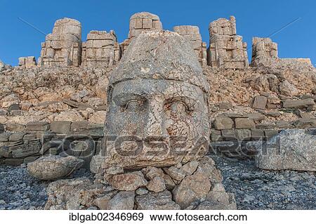 Stock Photo - "Mount Nemrut sanctuary, UNESCO World Heritage Site, Zeus Head, ruins of the Commagene civilization, 1st century B. C., Mount Nemrut, Eastern Turkey". Fotosearch