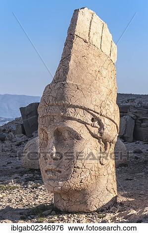 Stock Photograph - "Mount Nemrut sanctuary, UNESCO World Heritage Site, statues on the western terrace, ruins of the Commagene civilization, 1st century B. C., Mount Nemrut, Eastern Turkey". Fotosearch