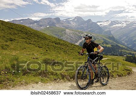 "Mountain biker in the Alps near Lauenen, Canton Bern, Switzerland, Europe" View Large Photo Image Stock Photo - "Mountain biker in the Alps near Lauenen, Canton Bern, Switzerland, Europe". Fotosearch