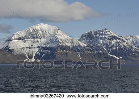 Stock Image - "Mountain range on Forlandsundet, Forlandsundet, Spitsbergen Island, Svalbard Archipelago, Svalbard and Jan Mayen, Norway, Europe". Fotosearch