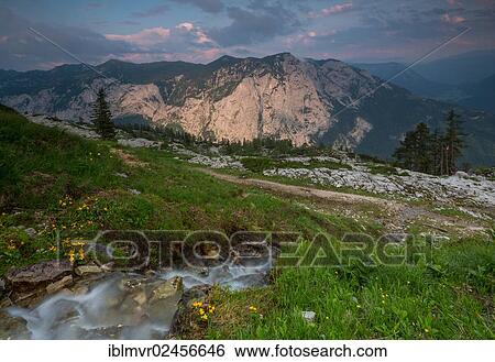 Stock Photograph - "Mountain stream on the Loser plateau, Altaussee, Salzkammergut, Austria, Europe". Fotosearch