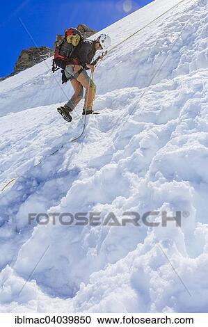 "Mountaineer abseiling from Mt Col Blanc to the Plateau du Trient, Mont Blanc massif, Alps, Canton of Valais, Switzerland, Europe" View Large Photo Image Stock Image - "Mountaineer abseiling from Mt Col Blanc to the Plateau du Trient, Mont Blanc massif, Alps, Canton of Valais, Switzerland, Europe". Fotosearch