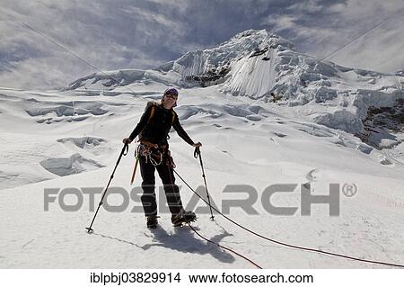 "Mountaineer on Mt Nevado Tocllaraju, Cordillera Blanca, Peru, South America" View Large Photo Image Picture - "Mountaineer on Mt Nevado Tocllaraju, Cordillera Blanca, Peru, South America". Fotosearch