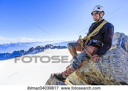 "Mountaineer on the north-eastern ridge of Tete Blanche, Mont Blanc massif, Alps, Canton of Valais, Switzerland, Europe" View Large Photo Image Stock Photo - "Mountaineer on the north-eastern ridge of Tete Blanche, Mont Blanc massif, Alps, Canton of Valais, Switzerland, Europe". Fotosearch