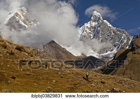 "Mountaineer with Mt Nevado Jirishanca, Cordillera Huayhuash, Peru, South America" View Large Photo Image Stock Image - "Mountaineer with Mt Nevado Jirishanca, Cordillera Huayhuash, Peru, South America". Fotosearch