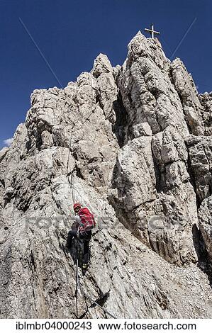 "Mountaineers at the Imst via ferrata during the ascent of Mt Maldenkopf in the Lechtal Alps, with the summit of Mt Maldenkopf, Hoch-Imst, Imst, Tyrol, Austria, Europe" View Large Photo Image Stock Image - "Mountaineers at the Imst via ferrata during the ascent of Mt Maldenkopf in the Lechtal Alps, with the summit of Mt Maldenkopf, Hoch-Imst, Imst, Tyrol, Austria, Europe". Fotosearch