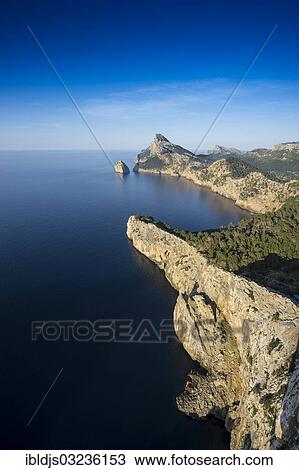 "Mountains and sea at Cap Formentor, Pollenca, Serra de Tramuntana, Majorca, Balearic Islands, Spain, Europe" View Large Photo Image Stock Image - "Mountains and sea at Cap Formentor, Pollenca, Serra de Tramuntana, Majorca, Balearic Islands, Spain, Europe". Fotosearch