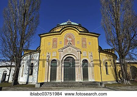 Picture - "Mourning Hall, Westfriedhof, Munich, Upper Bavaria, Bavaria, Germany, Europe". Fotosearch