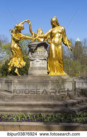 "Mozartbrunnen with fountain figures """"Grace"""", """"Serenity"""", """"Gravity, """" Bluherpark, Dresden, Saxony, Germany, Europe" View Large Photo Image Picture - "Mozartbrunnen with fountain figures """"Grace"""", """"Serenity"""", """"Gravity, """" Bluherpark, Dresden, Saxony, Germany, Europe". Fotosearch
