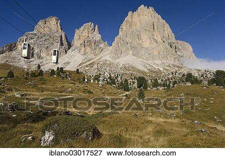 "Mt Grohmannspitze, Mt Fuenffingerspitze, Mt Langkofeleck and the """"Eierlift"""" cable car, Sella Pass, Dolomites, Dolomiten, South Tyrol province, Trentino-Alto Adige, Italy, Europe" View Large Photo Image Stock Photo - "Mt Grohmannspitze, Mt Fuenffingerspitze, Mt Langkofeleck and the """"Eierlift"""" cable car, Sella Pass, Dolomites, Dolomiten, South Tyrol province, Trentino-Alto Adige, Italy, Europe". Fotosearch