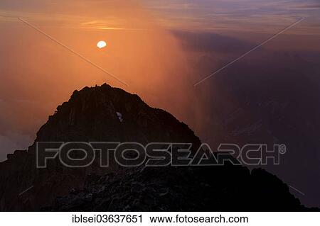 Stock Image - "Mt Hohes Licht, summit at sunrise, Oberstdorf, Oberallgau, Allgau, Swabia, Bavaria, Germany, Europe". Fotosearch