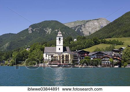 "Mt Schafberg, Hotel Weisses Rossel and the pilgrimage church, Wolfgangsee Lake, St. Wolfgang, Salzkammergut, Upper Austria, Austria, Europe" View Large Photo Image Stock Image - "Mt Schafberg, Hotel Weisses Rossel and the pilgrimage church, Wolfgangsee Lake, St. Wolfgang, Salzkammergut, Upper Austria, Austria, Europe". Fotosearch