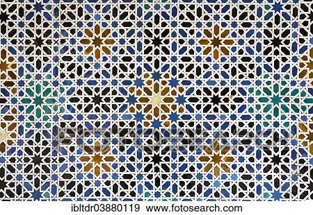 "Mudejar tiles with Moorish geometric patterns in the Alcazar of Seville, Seville province, Andalusia, Spain, Europe" View Large Photo Image Stock Photo - "Mudejar tiles with Moorish geometric patterns in the Alcazar of Seville, Seville province, Andalusia, Spain, Europe". Fotosearch