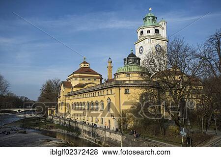 "Muellersches Volksbad on the Isar river, Munich, Bavaria, Germany, Europe" View Large Photo Image Stock Photo - "Muellersches Volksbad on the Isar river, Munich, Bavaria, Germany, Europe". Fotosearch
