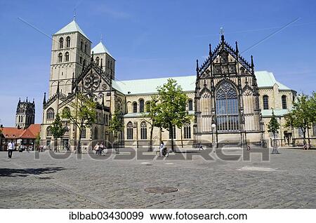 "Muenster Cathedral, St. -Paulus-Dom, Domplatz square, Ueberwasserkirche or Church of Our Lady at back, Munster, North Rhine-Westphalia, Germany, Europe" View Large Photo Image Stock Photo - "Muenster Cathedral, St. -Paulus-Dom, Domplatz square, Ueberwasserkirche or Church of Our Lady at back, Munster, North Rhine-Westphalia, Germany, Europe". Fotosearch