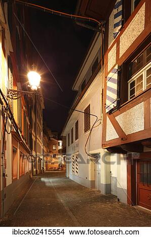 Muenzgasse, alley at night, historic town centre of Lucerne, Switzerland, Europe View Large Photo Image Picture - Muenzgasse, alley at night, historic town centre of Lucerne, Switzerland, Europe. Fotosearch