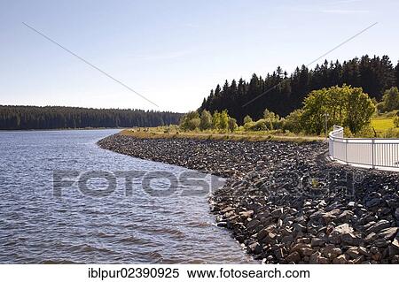 Stock Photography - "Muldenberg Dam, reservoir, Vogtland region, Saxony, Germany, Europe". Fotosearch