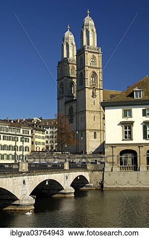 "Munsterbrucke bridge over the Limmat and Grossmunster church, Zurich, Canton of Zurich, Switzerland, Europe" View Large Photo Image Stock Image - "Munsterbrucke bridge over the Limmat and Grossmunster church, Zurich, Canton of Zurich, Switzerland, Europe". Fotosearch
