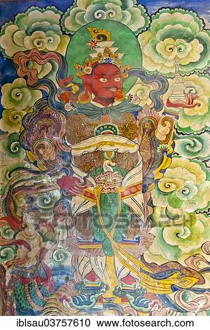 Stock Image - "Mural at the entrance of the Tashi Choling Gompa, Tibetan Buddhism, Gieling, Upper Mustang, Lo, Nepal, Asia". Fotosearch