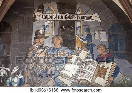 "Mural at the entrance portal, Musee Historique museum, Haguenau, Departement Bas-Rhin, Alsace, France, Europe" View Large Photo Image Stock Photograph - "Mural at the entrance portal, Musee Historique museum, Haguenau, Departement Bas-Rhin, Alsace, France, Europe". Fotosearch