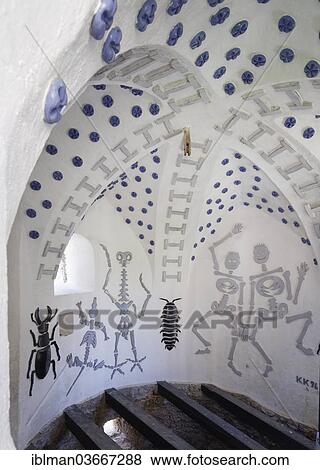 Stock Photo - "Mural """"Death Dance"""", by Kiki Kogelnik, 1996, in the ossuary, Stein im Jauntal, Sankt Kanzian am Klopeiner See, Carinthia, Austria, Europe". Fotosearch