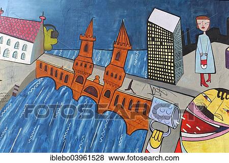 Stock Photo - "Mural, East Side Gallery, Berlin Wall Gallery, Berlin, Germany, Europe". Fotosearch