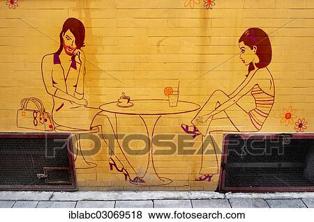 "Mural, graffiti at a cafe in Schellingstrasse street, Schwabing, Munich, Upper Bavaria, Bavaria, Germany, Europe" View Large Photo Image Stock Photo - "Mural, graffiti at a cafe in Schellingstrasse street, Schwabing, Munich, Upper Bavaria, Bavaria, Germany, Europe". Fotosearch