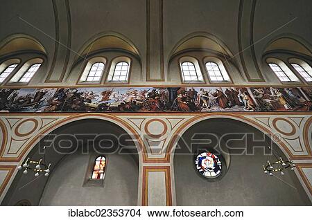 "Mural painting and window, Church of St. Anthony, Suedfriedof, South Cemetary, Munich, Bavaria, Germany, Europe" View Large Photo Image Picture - "Mural painting and window, Church of St. Anthony, Suedfriedof, South Cemetary, Munich, Bavaria, Germany, Europe". Fotosearch