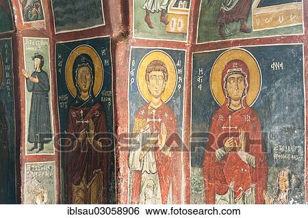 "Mural painting, fresco, holy figures, barn roof church from the 12th century, Greek Orthodox Church of Cyprus, Panagia tis Asinou, Nikitari, Troodos-Gebirge, Republik Zypern, Cyprus, Europe" View Large Photo Image Stock Photograph - "Mural painting, fresco, holy figures, barn roof church from the 12th century, Greek Orthodox Church of Cyprus, Panagia tis Asinou, Nikitari, Troodos-Gebirge, Republik Zypern, Cyprus, Europe". Fotosearch