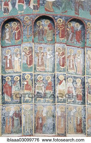 Stock Photograph - "Mural paintings, Sucevita Monastery, Sucevi? ¢a, Suceava County, Romania, Europe". Fotosearch