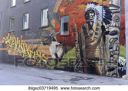"Mural with a Native American motif, Montreal, Quebec Province, Canada, North America" View Large Photo Image Stock Photography - "Mural with a Native American motif, Montreal, Quebec Province, Canada, North America". Fotosearch