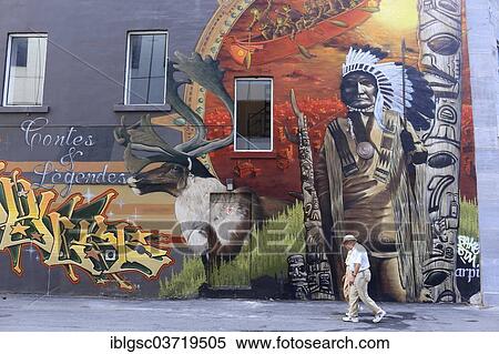 "Mural with a Native American motif, Montreal, Quebec Province, Canada, North America" View Large Photo Image Stock Photography - "Mural with a Native American motif, Montreal, Quebec Province, Canada, North America". Fotosearch