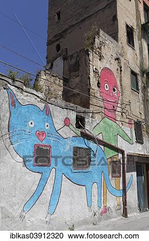 "Mural with blue cat on a leash, on a dilapidated house in the historic centre, Palermo, Province of Palermo, Sicily, Italy, Europe" View Large Photo Image Stock Image - "Mural with blue cat on a leash, on a dilapidated house in the historic centre, Palermo, Province of Palermo, Sicily, Italy, Europe". Fotosearch