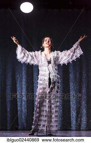 Stock Photo - "Musical """"Chicago"""" with Annette Krossa as Roxie Hart, live performance, Le Theatre in Kriens, Lucerne, Switzerland, Europe". Fotosearch