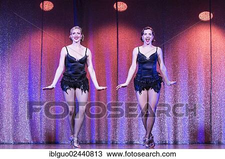 Stock Image - "Musical """"Chicago"""" with Natascha-Cecillia Hill as Velma Kelly and Annette Krossa as Roxie Hart, live performance, Le Theatre in Kriens, Lucerne, Switzerland, Europe". Fotosearch