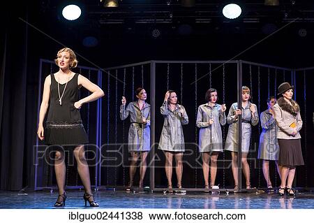Stock Photo - "Musical """"Chicago"""", with Natascha-Cecillia Hill as Velma Kelly, live performance, Le Theatre in Kriens, Lucerne, Switzerland, Europe". Fotosearch
